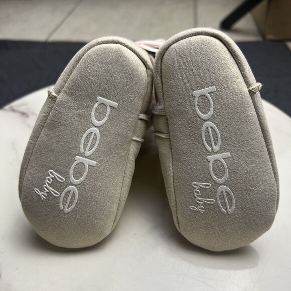 Bebe Baby Gold Glitter w/Pink Bows Sherpa Lined Baby Booties Shoes SZ 3 (6-9M) - Picture 6 of 8